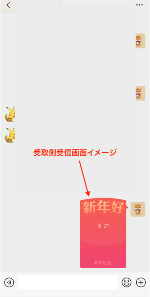 WeChat(微信)の拜年紅包受け取り画面